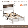 thumbnail image 3 of LEGAHOME Twin Platform Bed Frame with LED Light & Charging Station, Wood Slat Support, Heavy Duty 330 lbs, No Box Spring Needed, White & Brown, 3 of 9