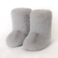 thumbnail image 2 of Plush Slipper Booties for Women Winter Warm Fashion Indoor Home Slip on Shoes Lightweight Casual Ankle Boots Light Gray Size 6.5, 2 of 4