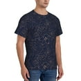 thumbnail image 2 of Bixox Men's Copper-Gold Gloss Outline Navy Dark Blue Printed Short Sleeve Skinny Athletic T-Shirt, 2 of 6