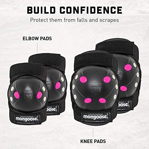 Schwinn Mongoose Youth BMX Bike Gel Knee and Elbow Pad Set Multi
