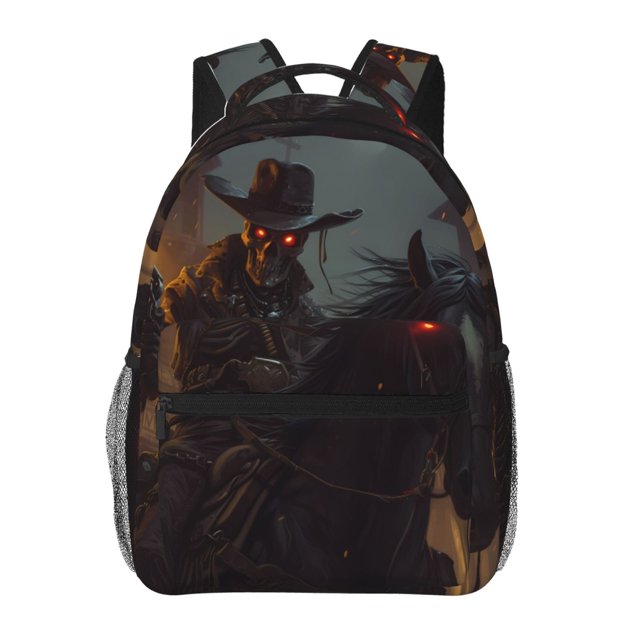 Easygdp Cool Skull Western Cowboy Mochila Ergonómica Versátil para Laptop - Múltiples Bolsillos, Correas Ajustables, Unisex para Escuela, Viajes y Actividades al Aire Libre-One Size