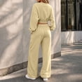 thumbnail image 5 of Kctiaxy Matching Sweat Sets for Women Fashion 2 Piece Outfits Crew Neck Long Sleeve Pullover Crop Tops and Drawstring Straight Wide Leg Pants, 5 of 7
