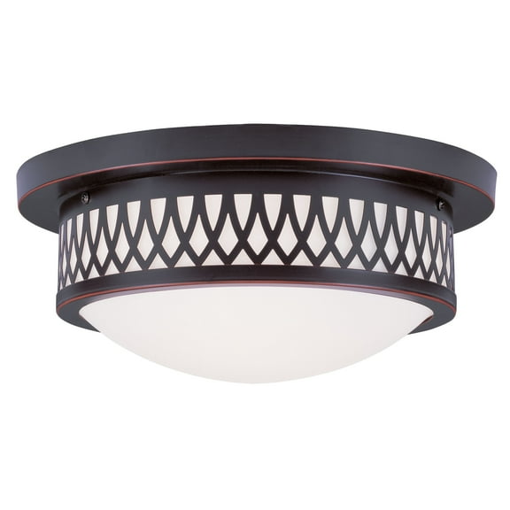 Livex Lighting Westfield Bronze/White Metal/Glass Ceiling Mount Fixture