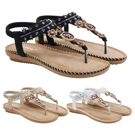 

Women s Summer Boho Flat Sandals|Boho Beach Dress Sandals for Women Ladies Girl|T-strap Thong Sandals for Beach Oceanside Outdoor Summer Shoe