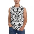 thumbnail image 2 of Lsque Mandala Floral Line Art Print Men's Cotton Blend Sleeveless Muscle Shirts (S-3XL)- Moisture Wicking, Odor Protection, UPF 30+,XX-Large, 2 of 8