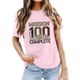 thumbnail image 1 of Camiseta informal de mujer con estampado de corazones de San Valentín, cuello redondo y manga corta: tejido suave, diseño adorable para San Valentín o para el día a día, 1 of 5