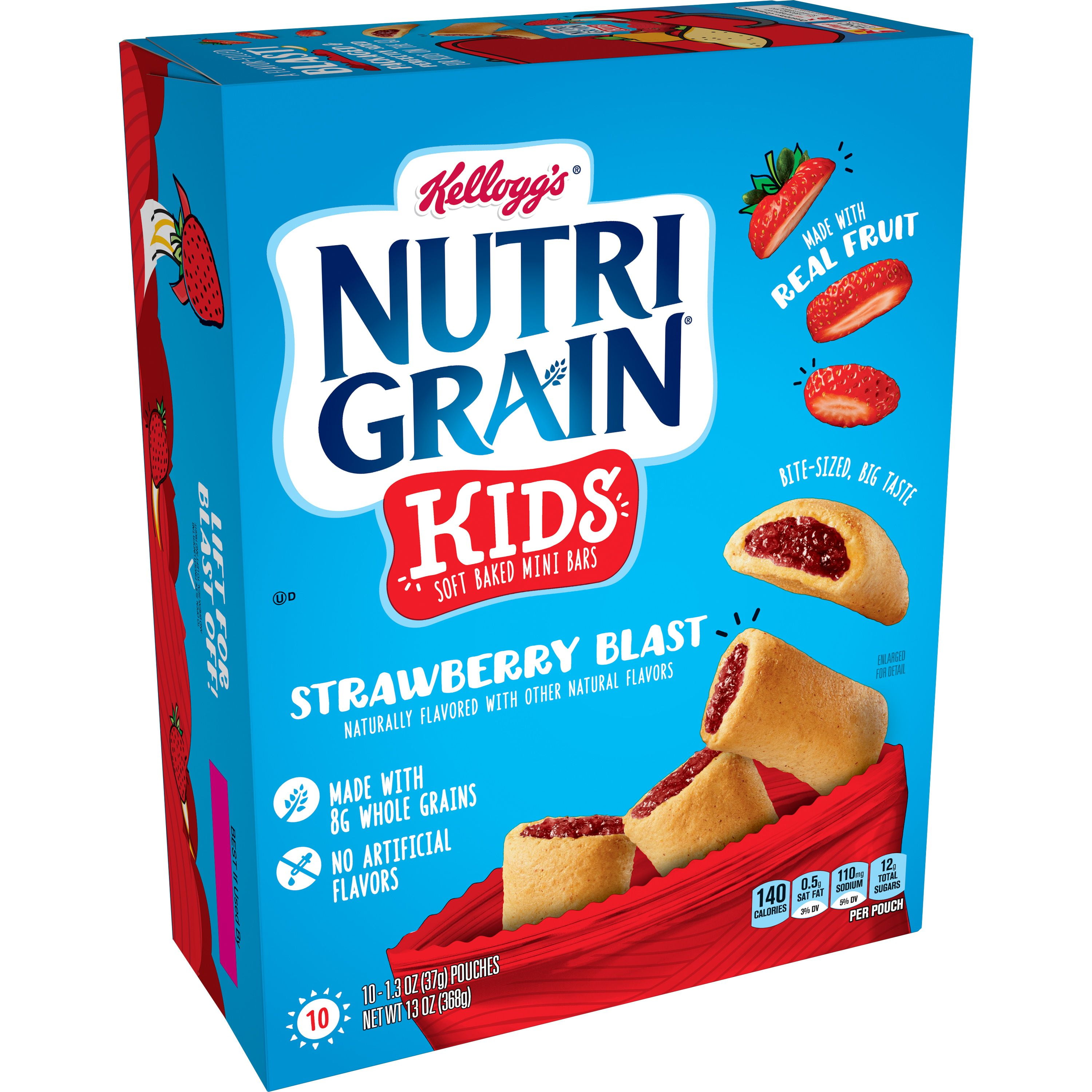 Kellogg's NutriGrain Kids, Soft Baked Mini Bars, Strawberry Blast, 10