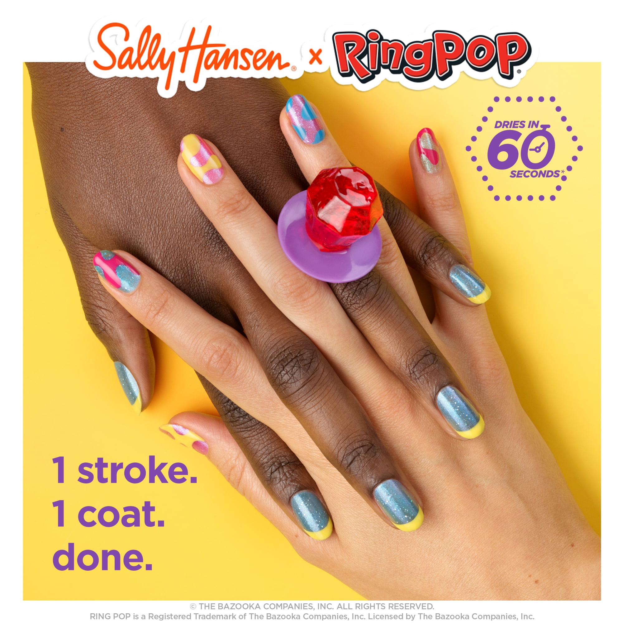 Sally Hansen Insta-Dri x Ring Pop Nail Polish, Berry Go Round​, 0.31 fl oz, Quick Dry