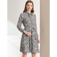 thumbnail image 3 of INSPIRE CHIC Robe Ceinturée à Imprimé Floral Vintage en Mousseline à Manches Longues à Col Noué pour Femme, 3 of 6