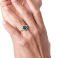 thumbnail image 4 of Gem Stone King 10K Yellow Gold London Blue Topaz and White Diamond Women's Engagement Ring (3.05 Cttw, Cushion 8MM, Size 5), 4 of 7