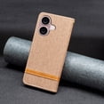 thumbnail image 6 of Feishell Case for iPhone 16 Plus Cloth Texture Premium PU Leather Simple Wallet Case [Credit Card Slots] [Kickstand] [Magnetic Closure] [Wrist Strap] Shockproof Flip Cover,Brown, 6 of 8