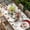 Beige, variant on Christmas Santa Table Cloths for 4 Foot Rectangle Tables, Winter Xmas Snowflakes Tree on Linen Patio Waterproof Elastic Fitted Tablecloths, Washable Rectangular Table Cover for Camping
