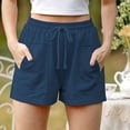 thumbnail image 4 of Shorts for Women Aoujea Plus Size for Womens Loose Drawstring Elastic Waist Pocket Solid Casual Shorts Pants Navy on Clearance, 4 of 8