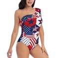 thumbnail image 3 of Goofa American Stars2 Pattern Women's One Piece Swimsuits Tummy Control Bathing Suits Asymmetric One Shoulder Swimwear-XX-Large, 3 of 6