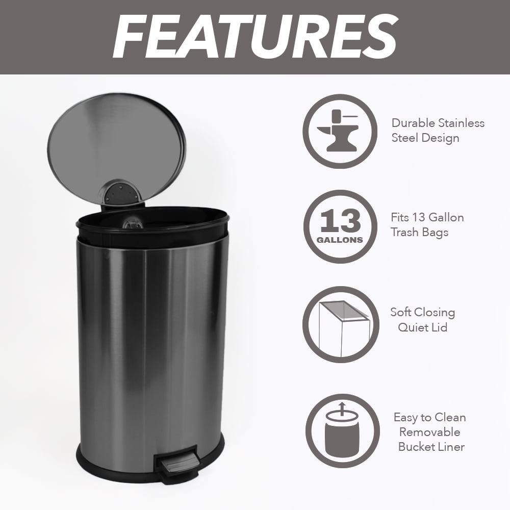 Better Homes & Gardens 10.5 Gallon Trash Can Stainless Steel Oval