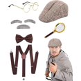 thumbnail image 1 of Accesorios de vestuario YANSION para hombres años 20 disfraz corbata barba Gafas, 1 of 7