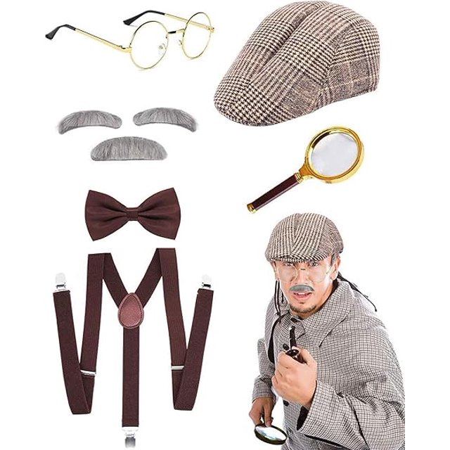 Accesorios de vestuario YANSION para hombres años 20 disfraz corbata barba Gafas