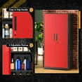 thumbnail image 5 of SOLAURA Metal Storage Cabinet, 71" Garage Storage Cabinet with Lock, Black Red Metal Cabinet with 2 Doors and 4 Adjustable Shelves for Home Office, File, Easy Assemble, 5 of 8