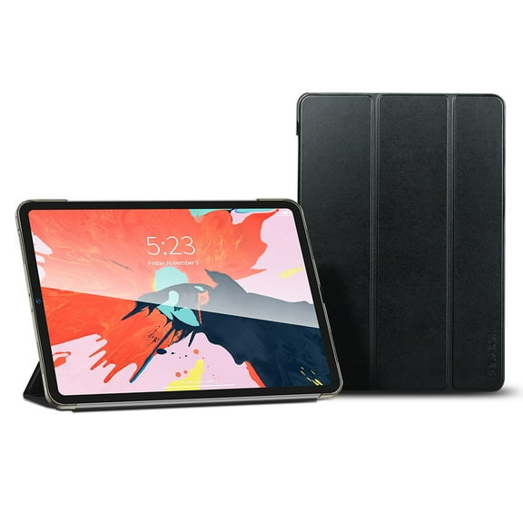 SUP iPad Pro 12.9 Inch Case, Ultrathin Trifold PU Leather Swivel Case Soft Silicone Stand With Pencil Holder, Shockproof Tablet Protect Cover,Auto Sleep/Wake For Apple 4th 2020 Generation,Black