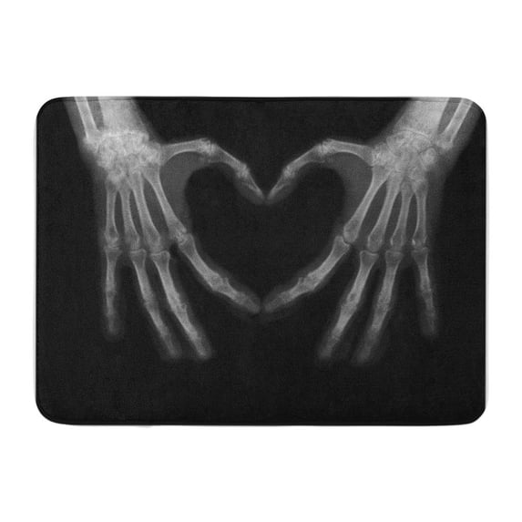 KDAGR Xray Bones of Hands Making The Sign Love Heart Science Doormat Floor Rug Bath Mat 30x18 inch
