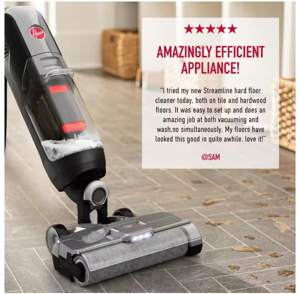 Streamline Corded Wet/Dry Hard Floor Cleaner and Vacuum Cleaner with Self Cleaning System for Sealed Hard Floors, Black