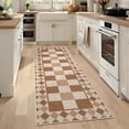 thumbnail image 2 of FairOnly Checkerboard & Diamond Washable 2'x6'Runner Rug for Bedroom Non Slip Ultra Thin Pet Friendly Carpet for Hallway Kitchen,Tricolor, 2 of 7