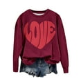 thumbnail image 2 of Jsaierl Sweatshirts de la Saint-Valentin pour Femmes Manches Longues Imprimé Cœur Pull Col Rond Chemises Décontractées Confortables, 2 of 5