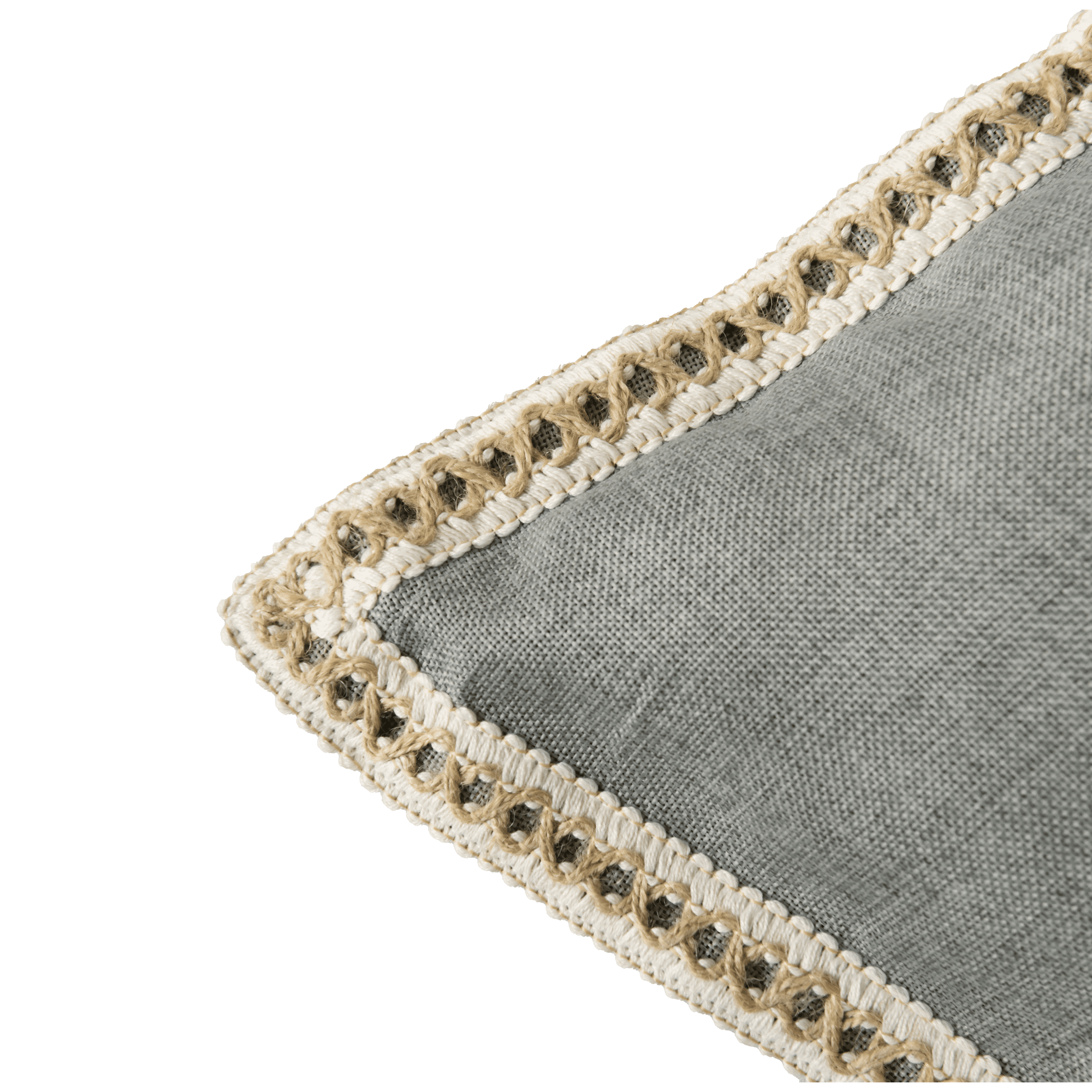 4 Pack Gray Throw Pillow Covers, 20x20 Inch Vintage Linen Trimmed Cushion Cases for Living Room Bedroom