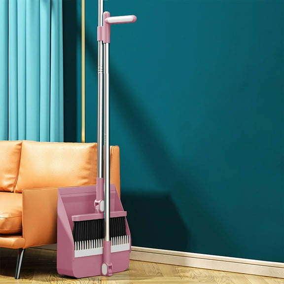 180° Rotatable Broom and Dustpan Set with Self-Cleaning Scraper Teeth | Standing Storage Design | Lightweight Plastic Construction for Home & Apartment Cleaning