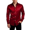 thumbnail image 2 of Spencer Mens Long Sleeve Plain Shirts Casual Dress Shirts Button Down Male Satin Blouses for Wedding Party Formal Business, Size S-2XL, 2 of 8
