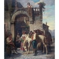 thumbnail image 2 of Auguste Dutuit 12x14 Gold Ornate Wood Frame and Double Matted Museum Art Print Titled - The Horses Stop at the Auberge (1860), 2 of 4
