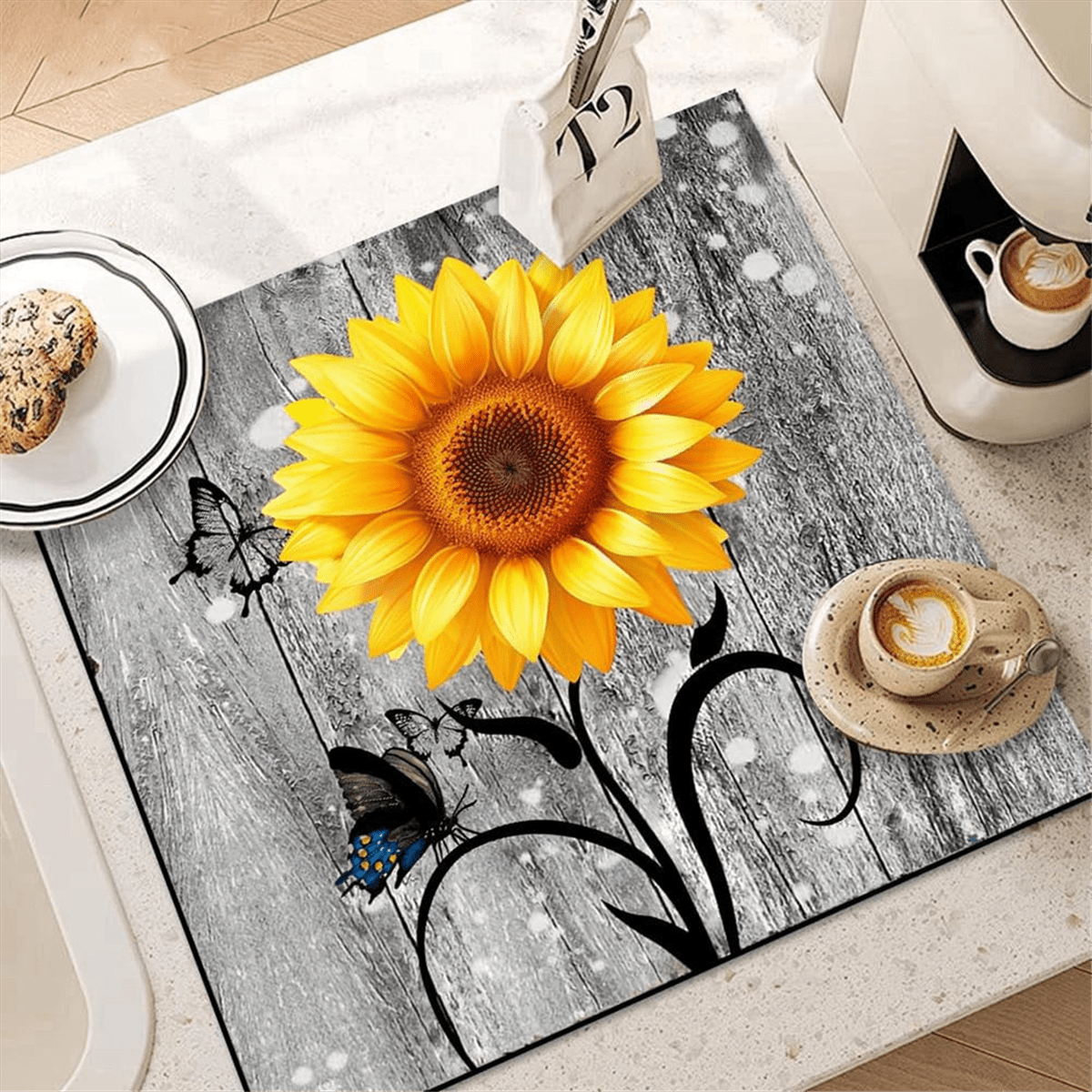 Flowers Washer Dryer Dust Cover Mat for Top Washing Machine Dust Cover Pad Fast Drying Absorbent Mat T
