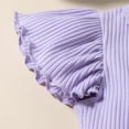 thumbnail image 5 of Gerichy Girls Summer Outfits, Girls Fly Sleeve Ribbed Tops T Shirt Floral Prints Suspenders Shorts Headbands Outfits, 5 of 9