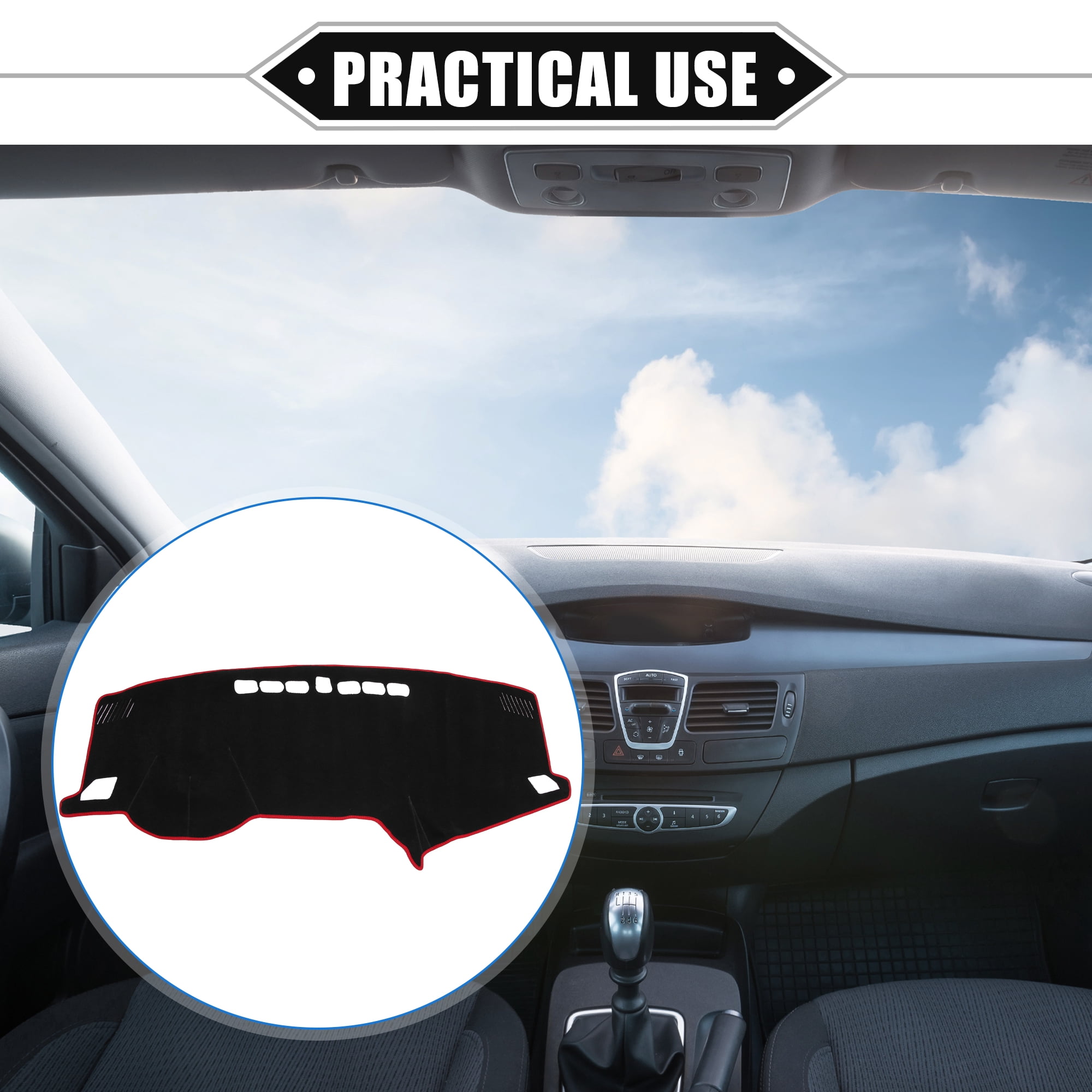 Unique Bargains Dashboard Cover for Hyundai Sonata 2015-2019 Non-slip Polyester Red