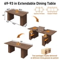 thumbnail image 3 of ChVans 70"-93" Extendable Dining Table for 8 10 12, Rectangular Wood Kitchen Table with Fluted Base and Storage, Double Pedestal Modern Farmhouse Dining Table for Living Room, Walnut, 3 of 10