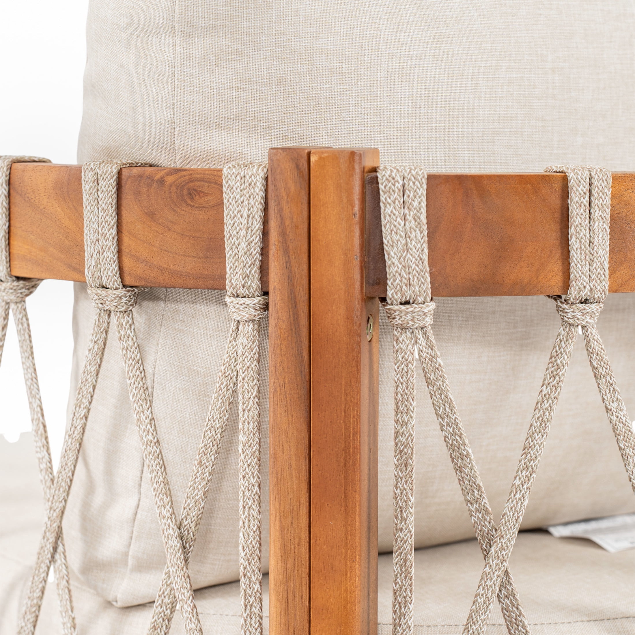 Christopher Knight Home Coastal Haven Outdoor Chair Acacia Wood with Beige Cushions, Single