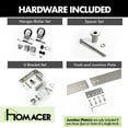 thumbnail image 3 of Homacer Brushed Nickel Double Track U-Shape Bypass Sliding Barn Door Hardware Kit, for Two/Double Doors, 9ft Long Flat Track, T-Shape Design Roller, Heavy Duty, for Interior & Exterior Use, 3 of 7