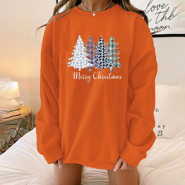 Pntutb Mujer Otoño e Invierno Impreso Camiseta Suelta Manga Larga Blusa Cuello Redondo Casual tops Pntutb Pntutb-5724