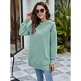thumbnail image 5 of Women Sweatshirts Trendy Fleece Crewneck Sweatshirt Casual Loose Pullover Tops Comfy Fall Outfits Green XL, 5 of 9