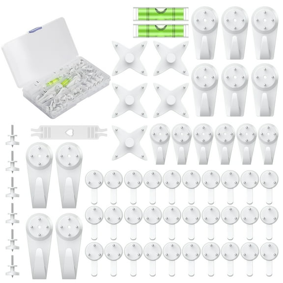 Uniclife 60 Pcs Picture Hooks for Hard Walls, Picture Hanging Kit, Non-Trace Concrete Wall Hooks with Nails, White Picture Hangers Stucco Hooks for Photo Frame