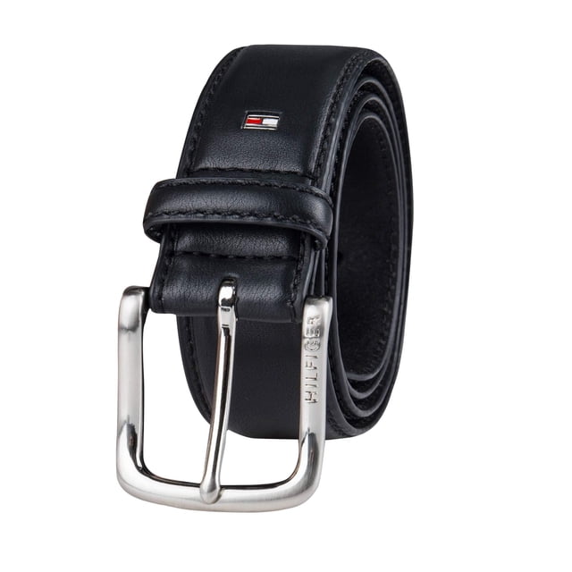 Cinturón casual Tommy Hilfiger para hombre, logotipo negro, 30 cm