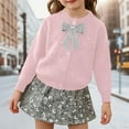 thumbnail image 2 of LRen Girls Holiday Outfits, Girls 2pcs Fall Outfits Sweet Cute Bowknot Button Knit Cardigan Sweater Tops Sequin Short Mini Skirt Set,Pink,3-4 Years, 2 of 6