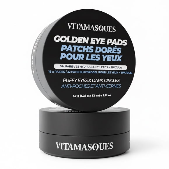 Vitamasques Dark Circle & De-Puff Golden Hydrogel Eye Pads Jar - 16 Pairs
