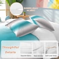 thumbnail image 2 of 3 Piece Turquoise Gray Ombre Duvet Cover Set Full Size,Microfiber Comforter/Quilt Cover with Corner Ties and 2 Pillowcases,Farmhouse Teal Gradient Modern Art All Season Bedding with Zipper Closure, 2 of 8