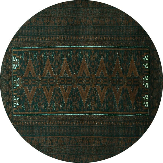 Ahgly Company Indoor Round Persian Turquoise Blue Traditional Area Rugs, 5' Round