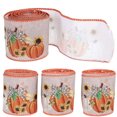 thumbnail image 1 of 4 Rolls Thanksgiving Wired Ribbons Fall Theme Decorative Ribbons DIY Gift Box Ribbons, 1 of 6
