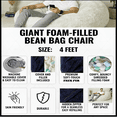 thumbnail image 2 of Giant Foam-Filled Bean Bag Chair - 4ft Faux Fur (cover and filler included), 2 of 2