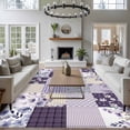 thumbnail image 3 of 6'x9' Area Rugs, Spring Floral Indoor Outdoor Area Rug for Living Room Bedroom, Dark Purple Flowers Patchwork Grid Bohemia Washable Bathroom Rugs Kitchen Floor Carpet Mats Home Decor Aesthetic, 3 of 8