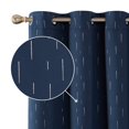 thumbnail image 1 of Deconovo Cortinas opacas con aislamiento térmico, color azul marino, con ojales y estampado de rayas plateadas para sala de estar, 2 paneles de 42 x 84 pulgadas, 1 of 7