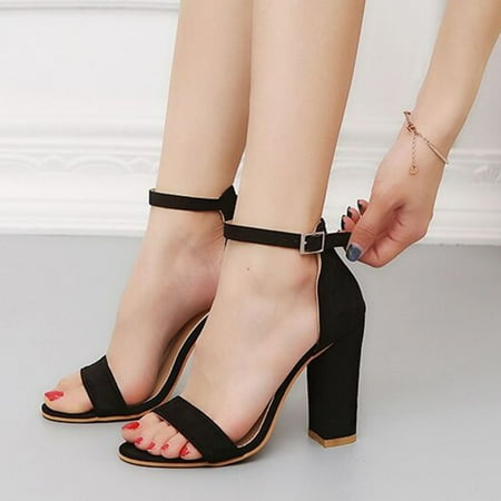 

VONCOS Women s Fashion High Heel Shoes Women Summer Shoes Buckle Strap Square Heels Open Toe Breathable Sandals Party Shoes